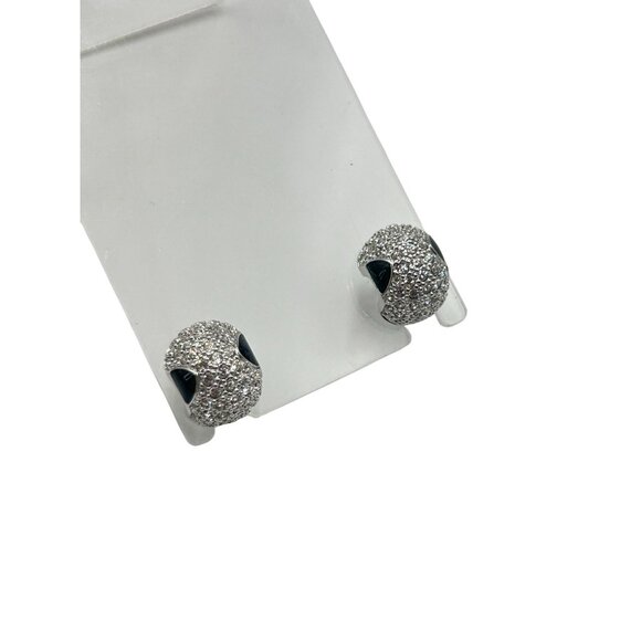Swarovski Earrings Crystal Pave & Black Enamel Studs Small Dainty Earrings - Picture 1 of 9